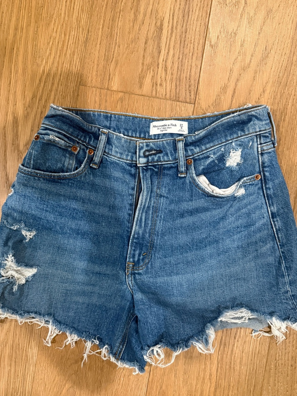 Abercrombie & Fitch Blue mom shorts High-Rise Denim Shorts